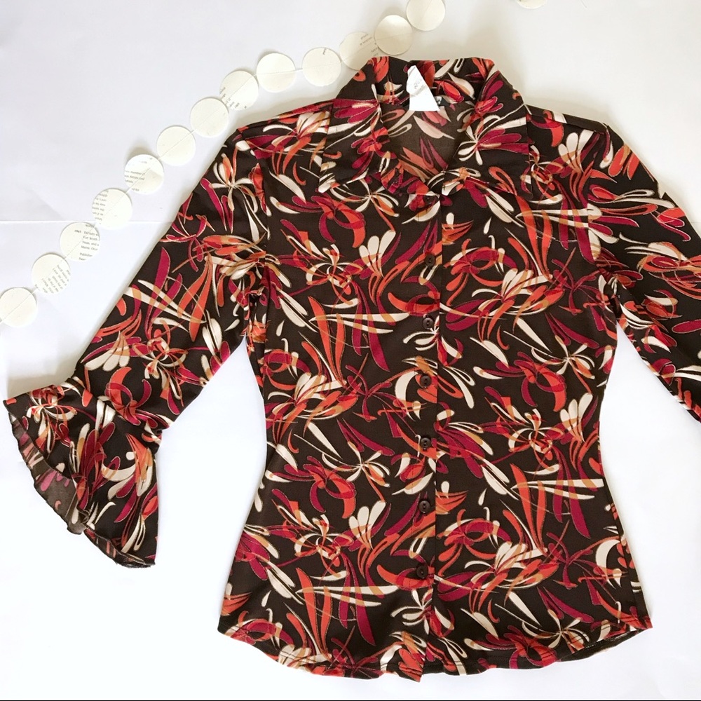 3/$15 Long Sleeve Stretchy Shirt with Bell Shaped Sleeve